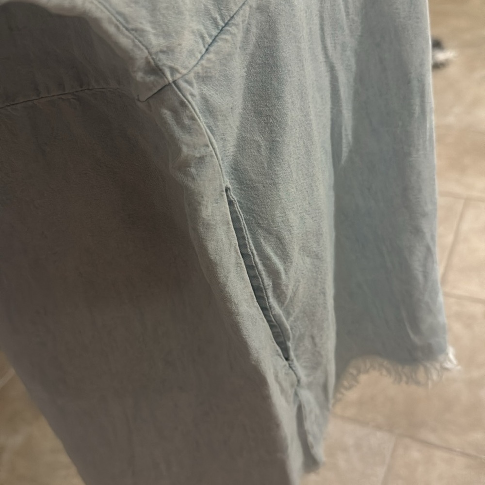 Women's Romper Show me your mumu Large Light Denim distressed hem and arms - Picture 5 of 9